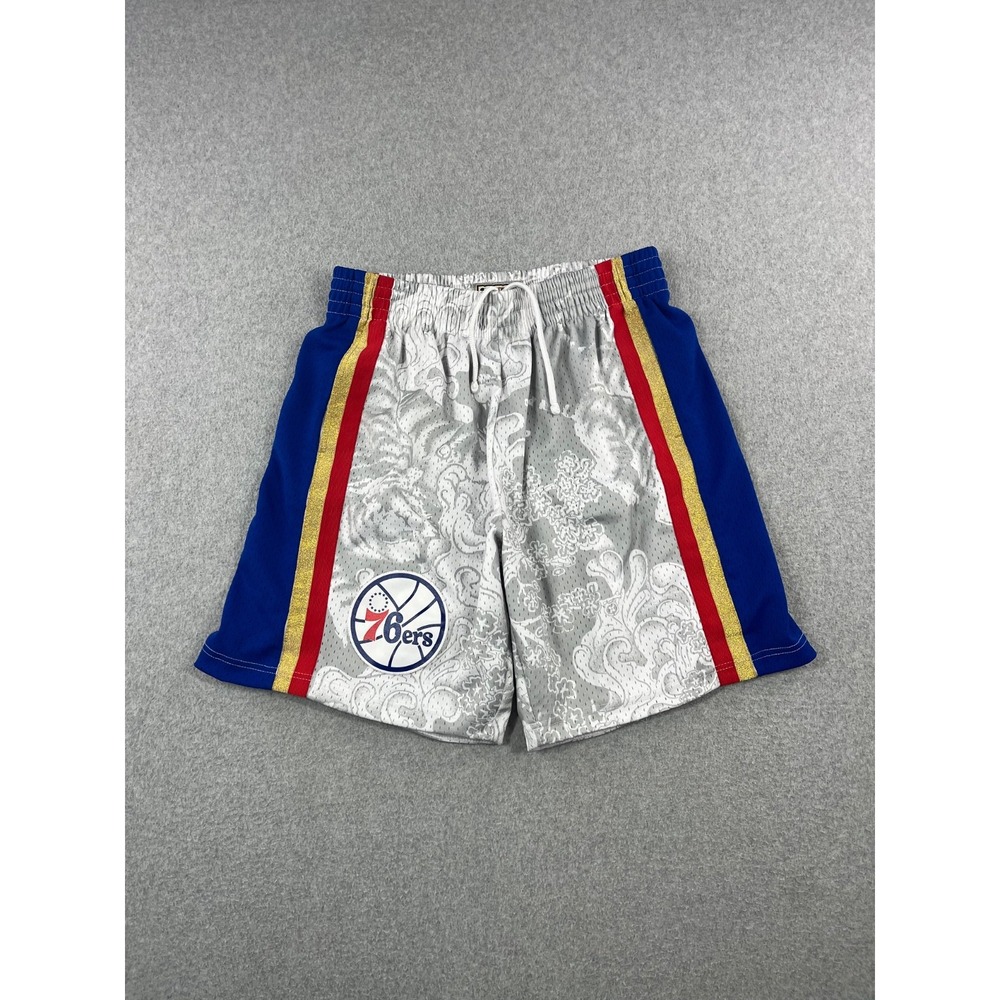 Philadelphia 76ers Basketball Shorts Mens L White Blue Mitchell & Ness Swingman